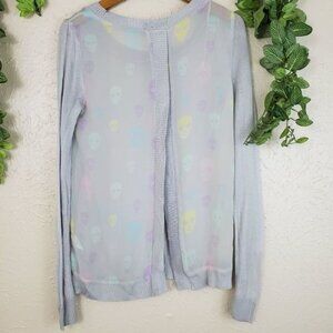 T/O Sweaters Skeleton Rainbow Sugar Skull Pullover Grey XS X-Small Long Sleeve